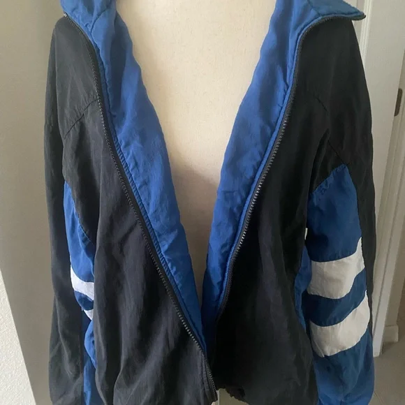 Rare Vintage Nike Jacket Men’s Large 90s Big Center Swoosh Zip Blue Windbreaker - Picture 5 of 16